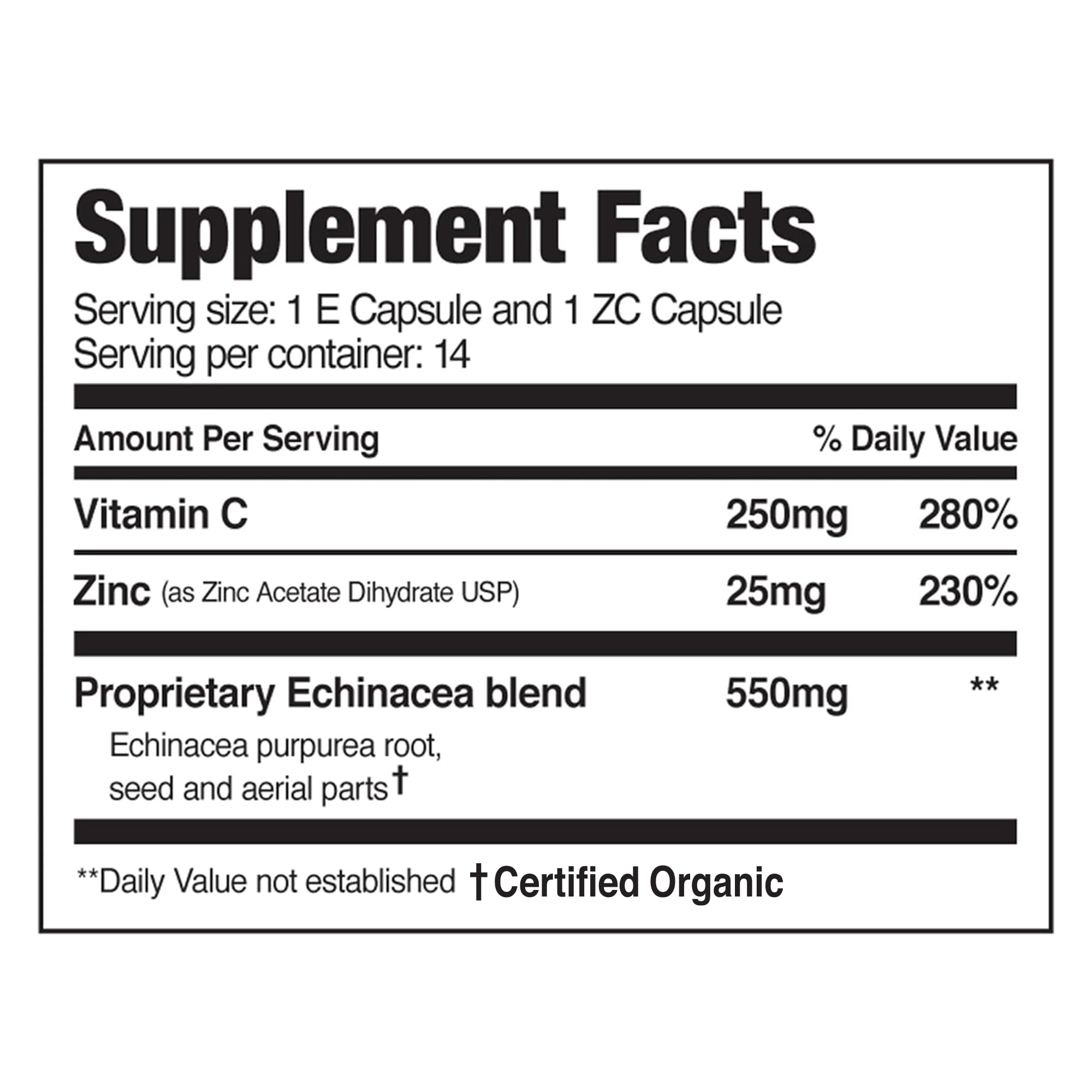 EZC Pak Echinacea capsules in packaging