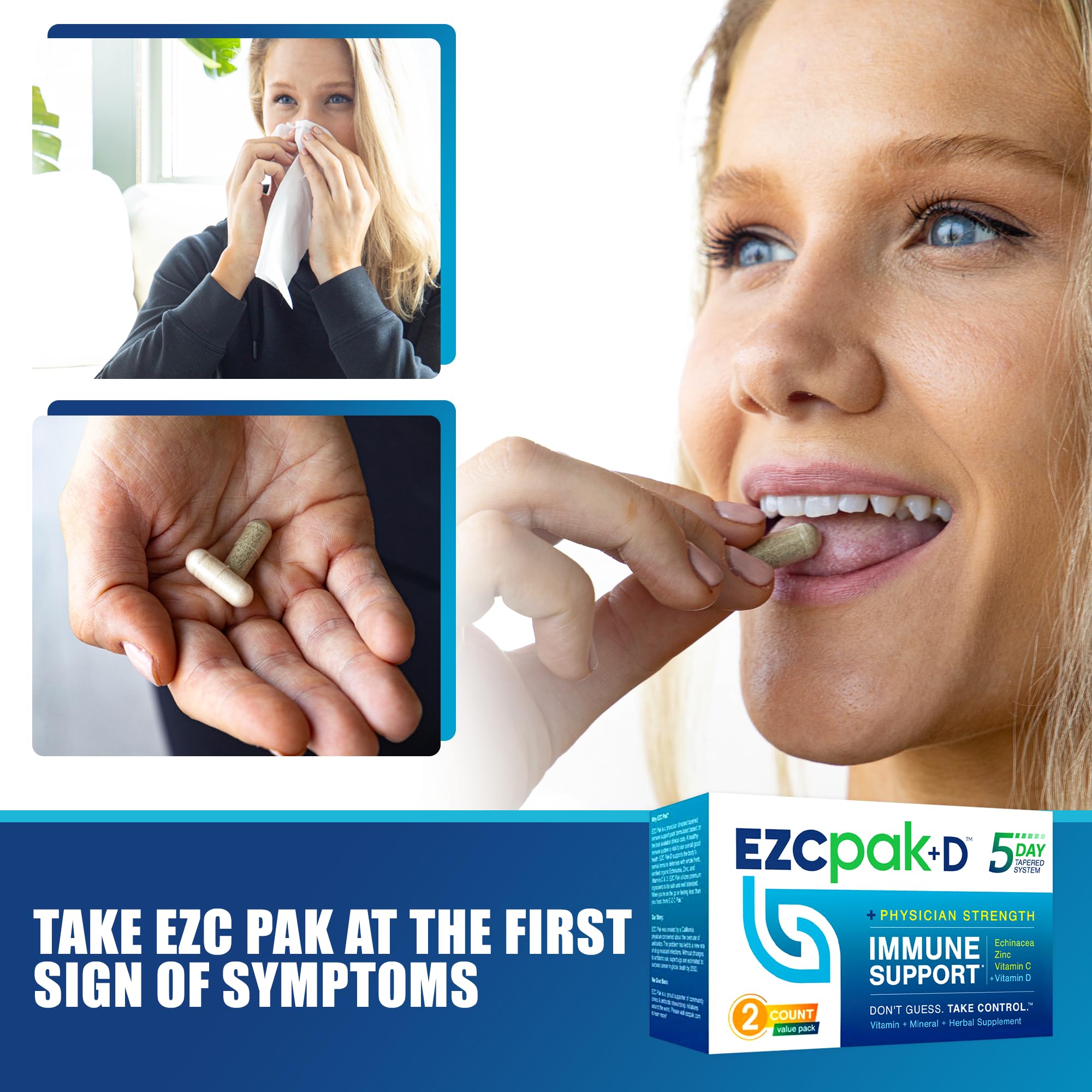 EZC Pak Echinacea daily wellness Support 5-Day System with a measuring spoon