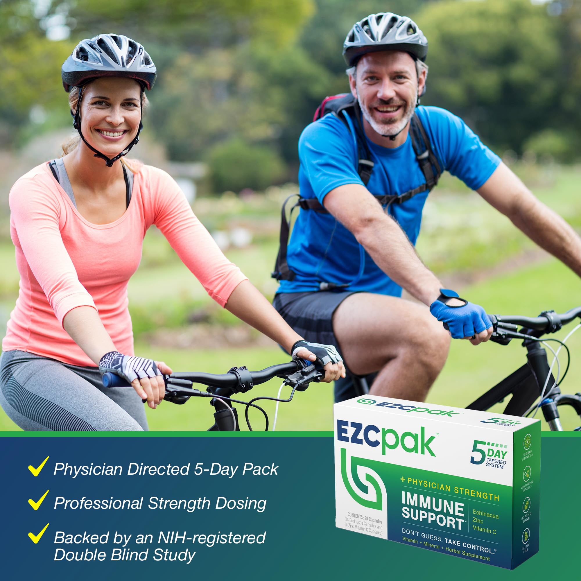 EZC Pak Echinacea supplement with a glass of water