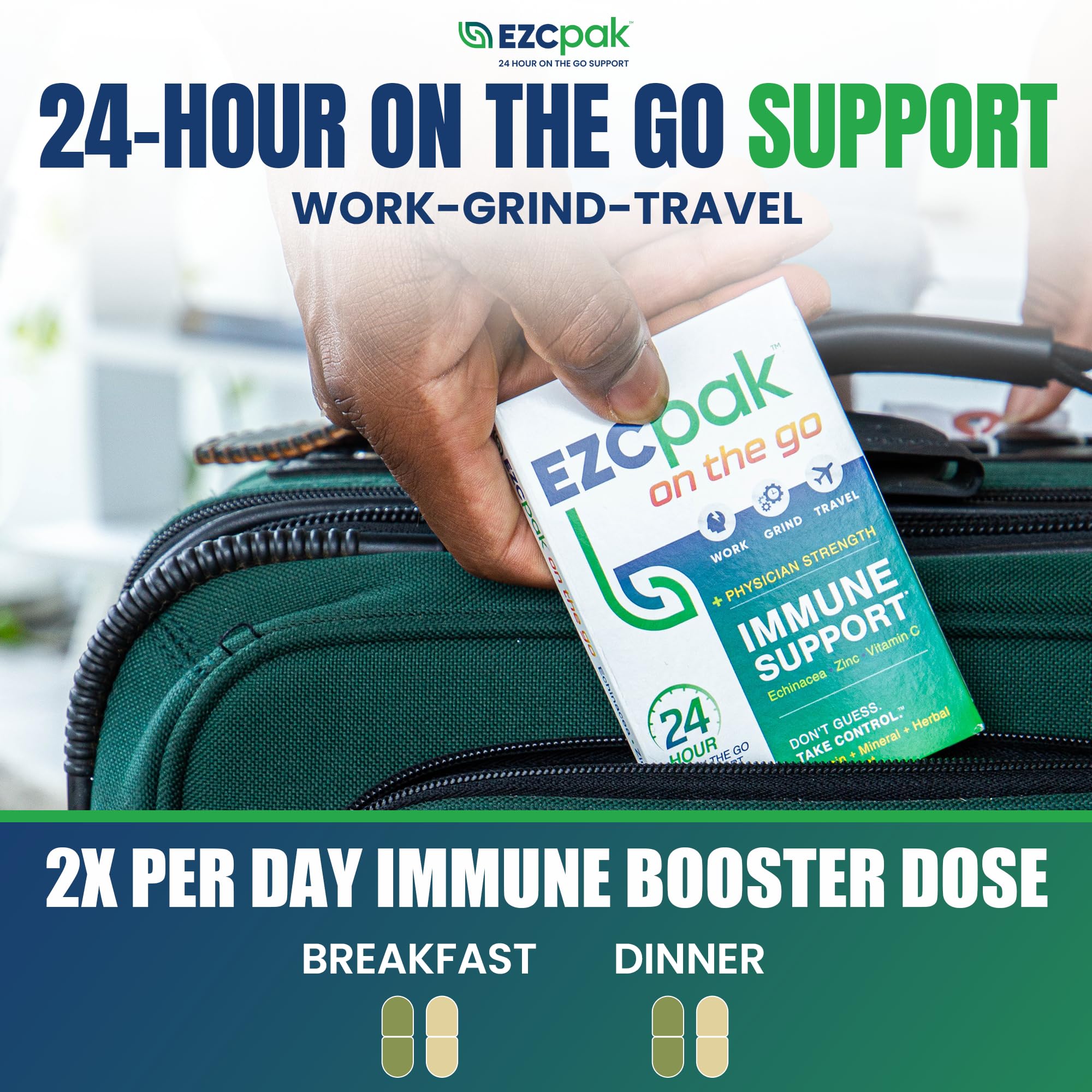 EZC Pak On The Go supplement in a travel bag
