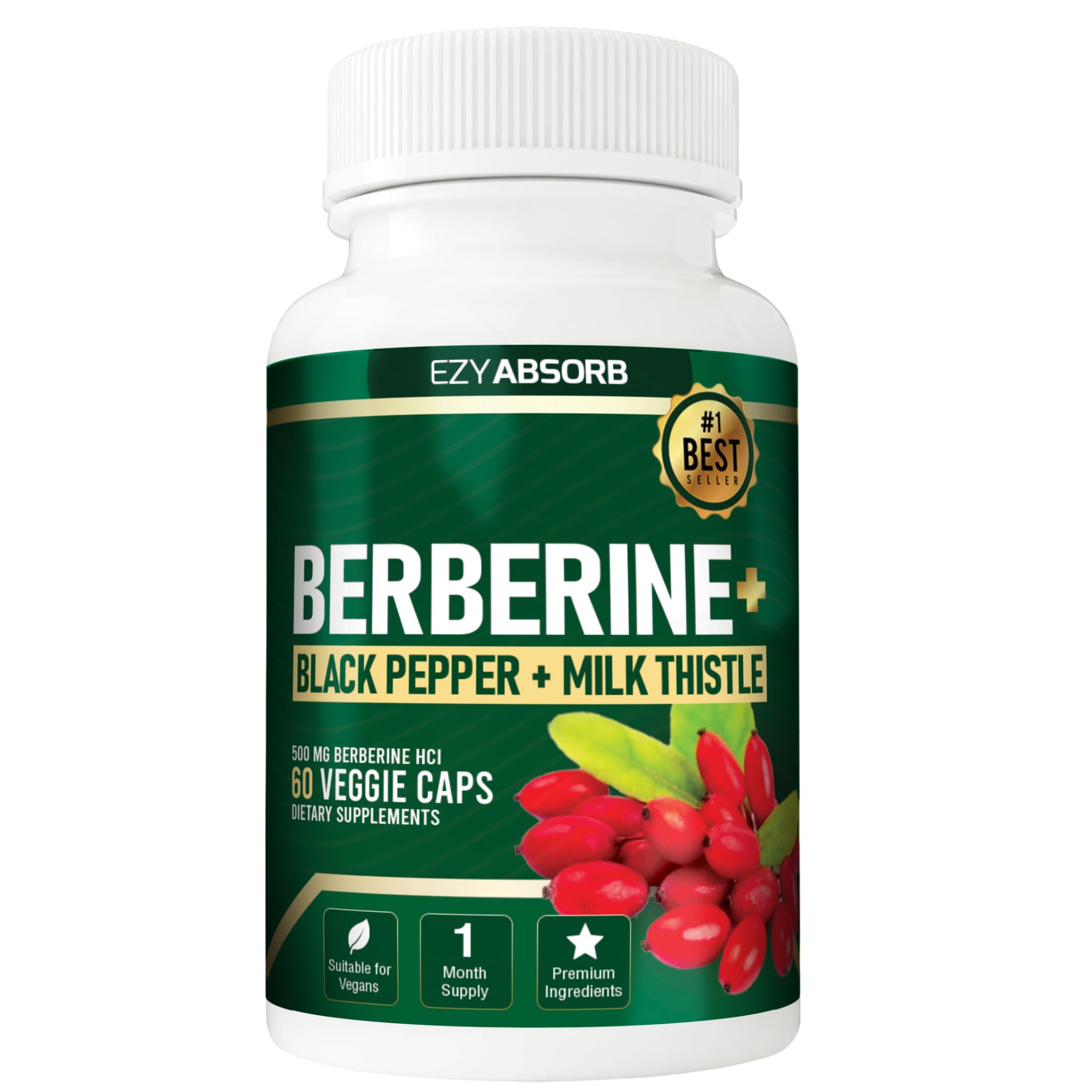 EzyAbsorb Berberine Capsules 500mg front view