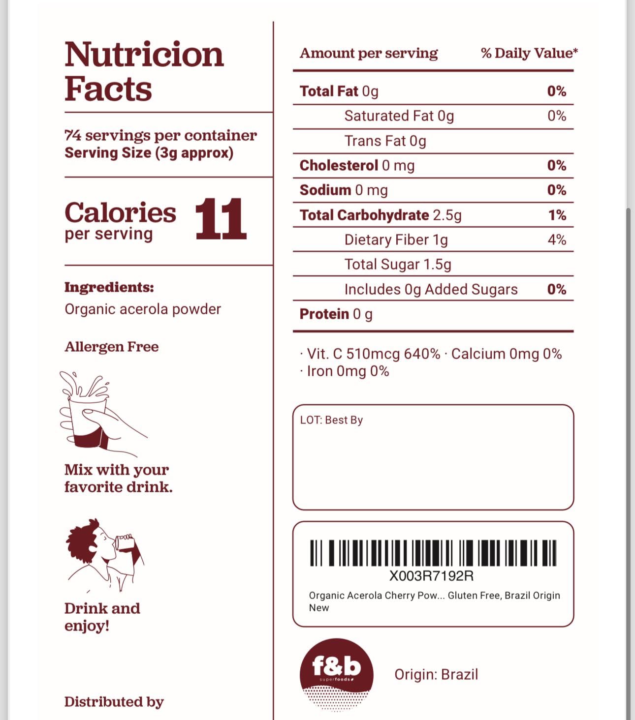 f&b superfoods Organic Acerola Cherry Vitamin C Powder lifestyle scene