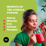 f&b superfoods Organic Acerola Cherry Vitamin C Powder on a kitchen counter