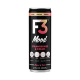 F3 Energy Mood Calm Drink 12 fl oz can front view with Strawberries & Cream flavour
