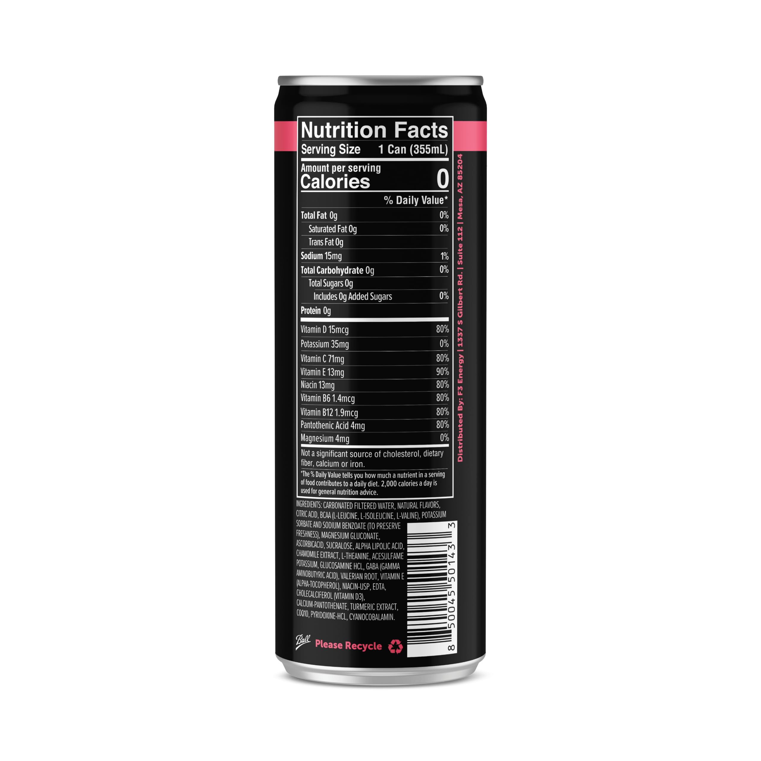 F3 Energy Mood Calm Drink 12-pack packaging showing all cans