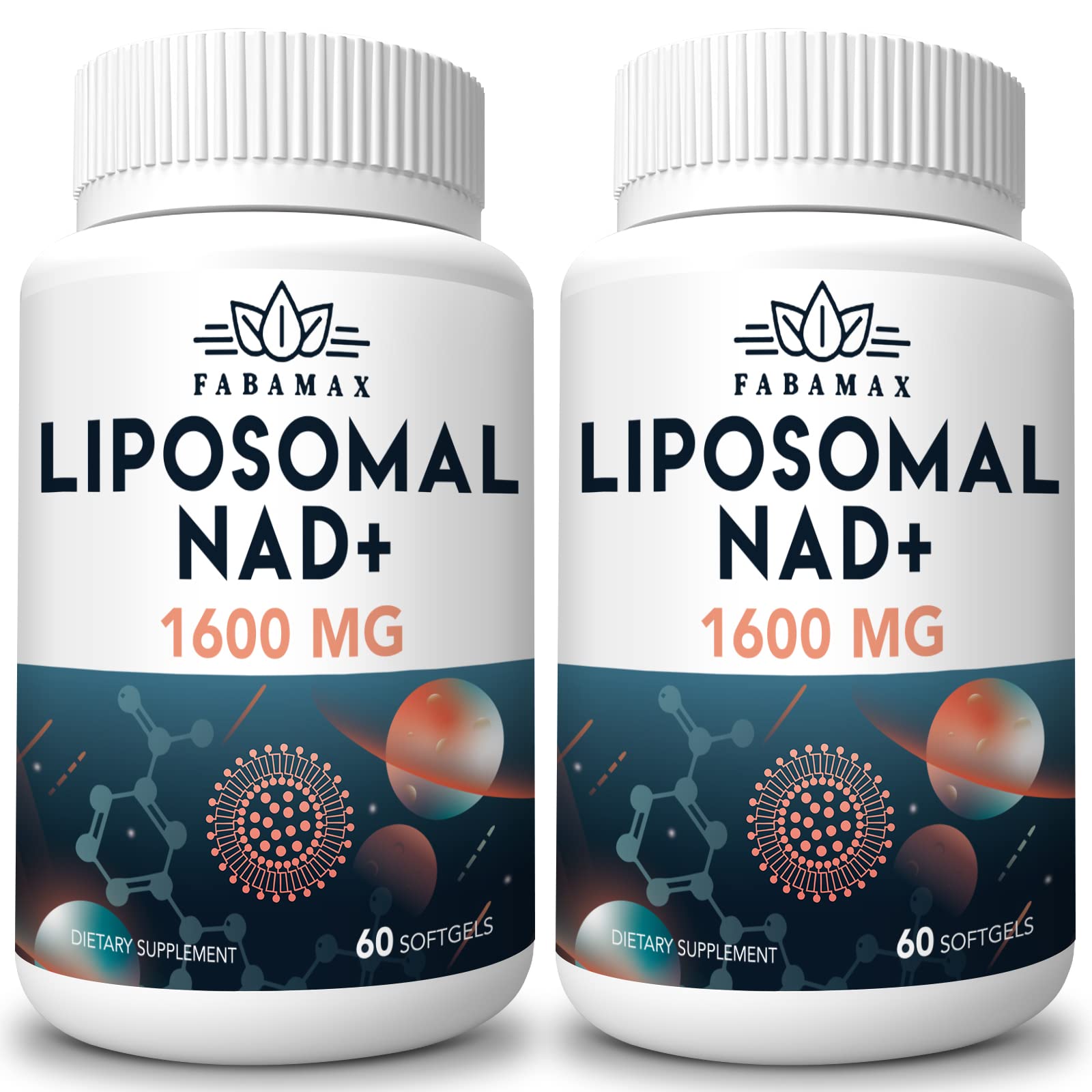 Fabamax Liposomal NAD+ Supplement 1600mg softgel bottle front view