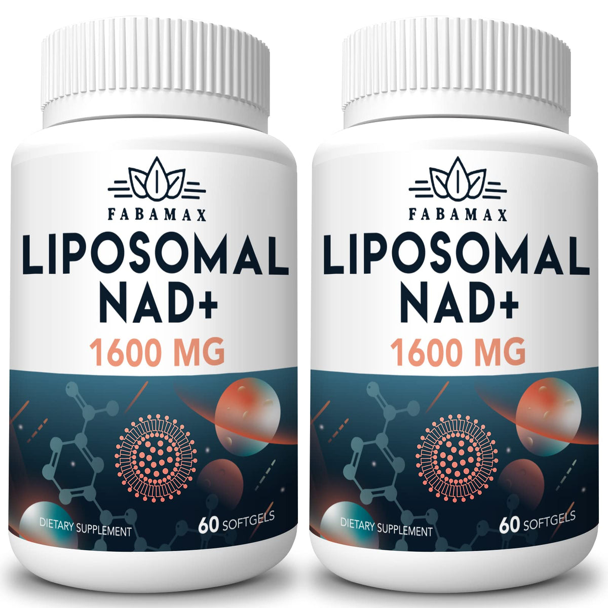 Fabamax Liposomal NAD+ Supplement 1600mg softgel bottle front view
