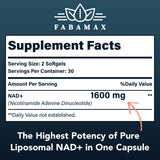 Fabamax Liposomal NAD+ Supplement 1600mg softgel side view
