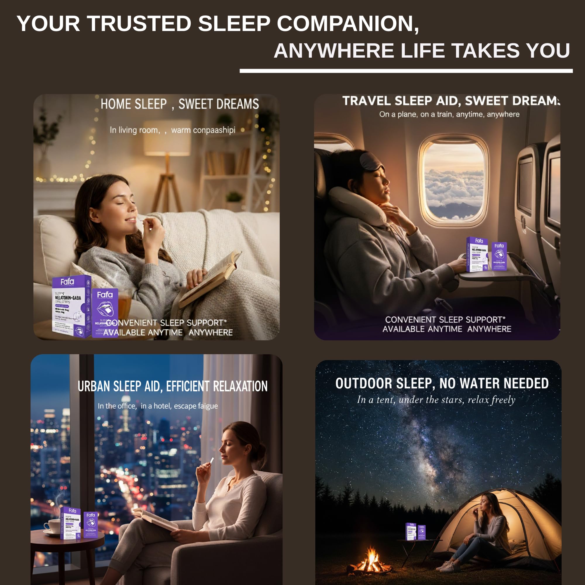 FAFA Melatonin 3mg GABA 7mg sleep strips close-up