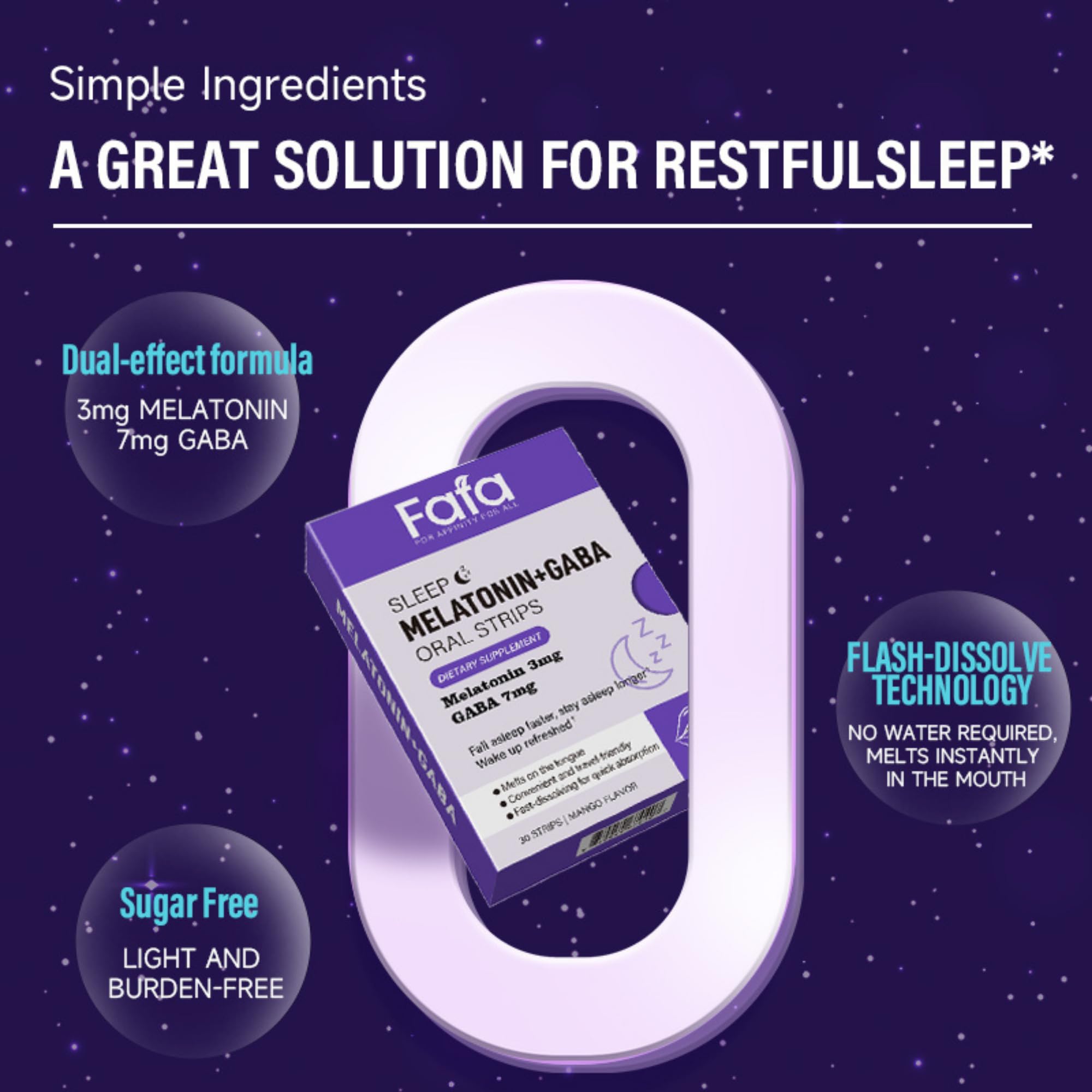 FAFA Melatonin 3mg GABA 7mg sleep strips with mango flavour