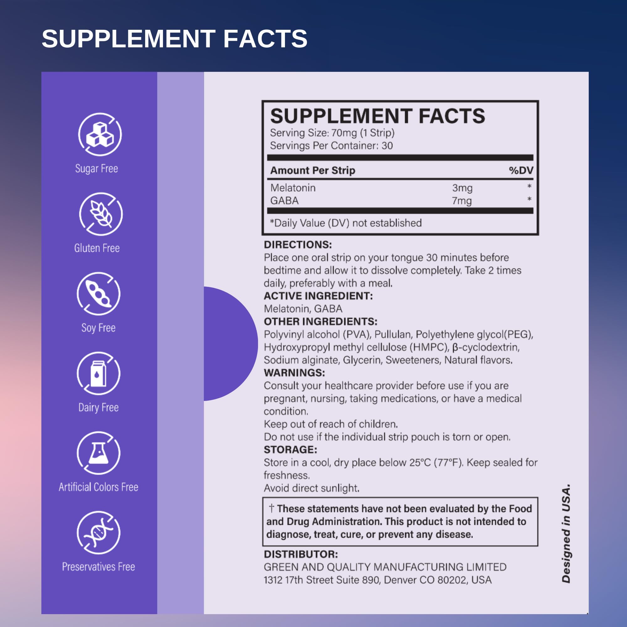 FAFA Melatonin 3mg GABA 7mg sleep strips with travel essentials