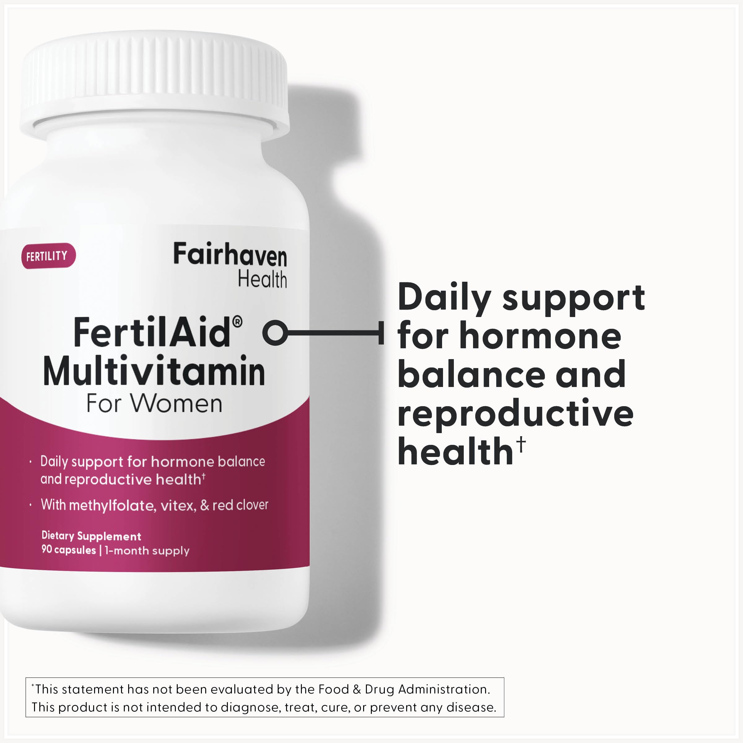 Fairhaven Health FertilAid For Women Multivitamin side view