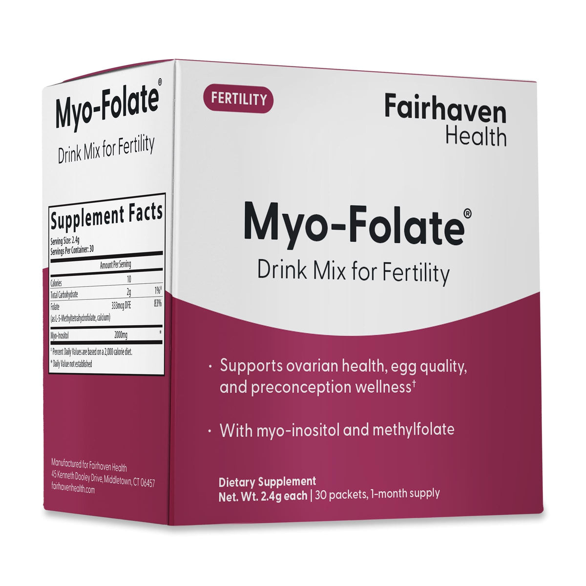 Fairhaven Health Myo-Folate Powder box with 30 stick packs