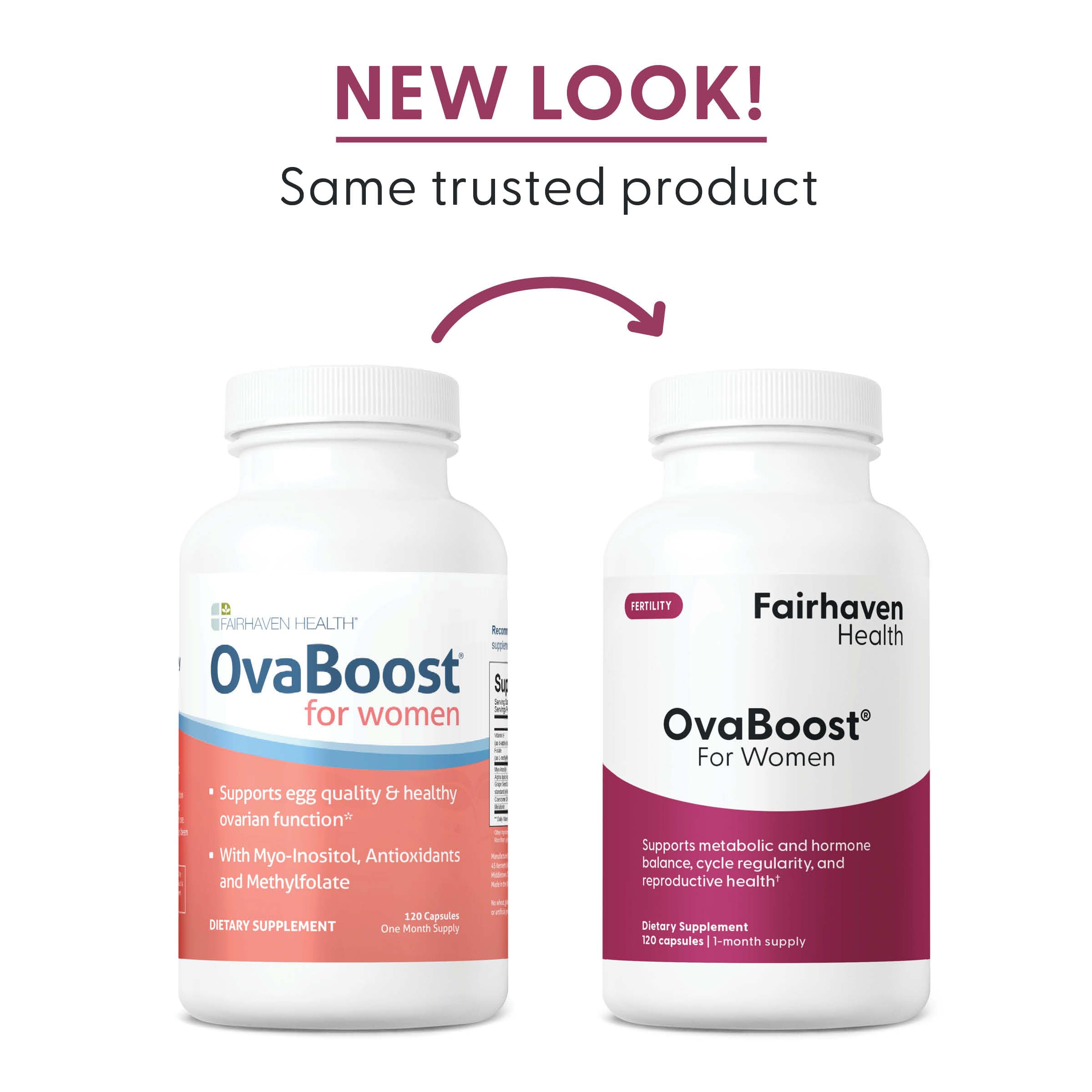 Fairhaven Health OvaBoost with a plant background