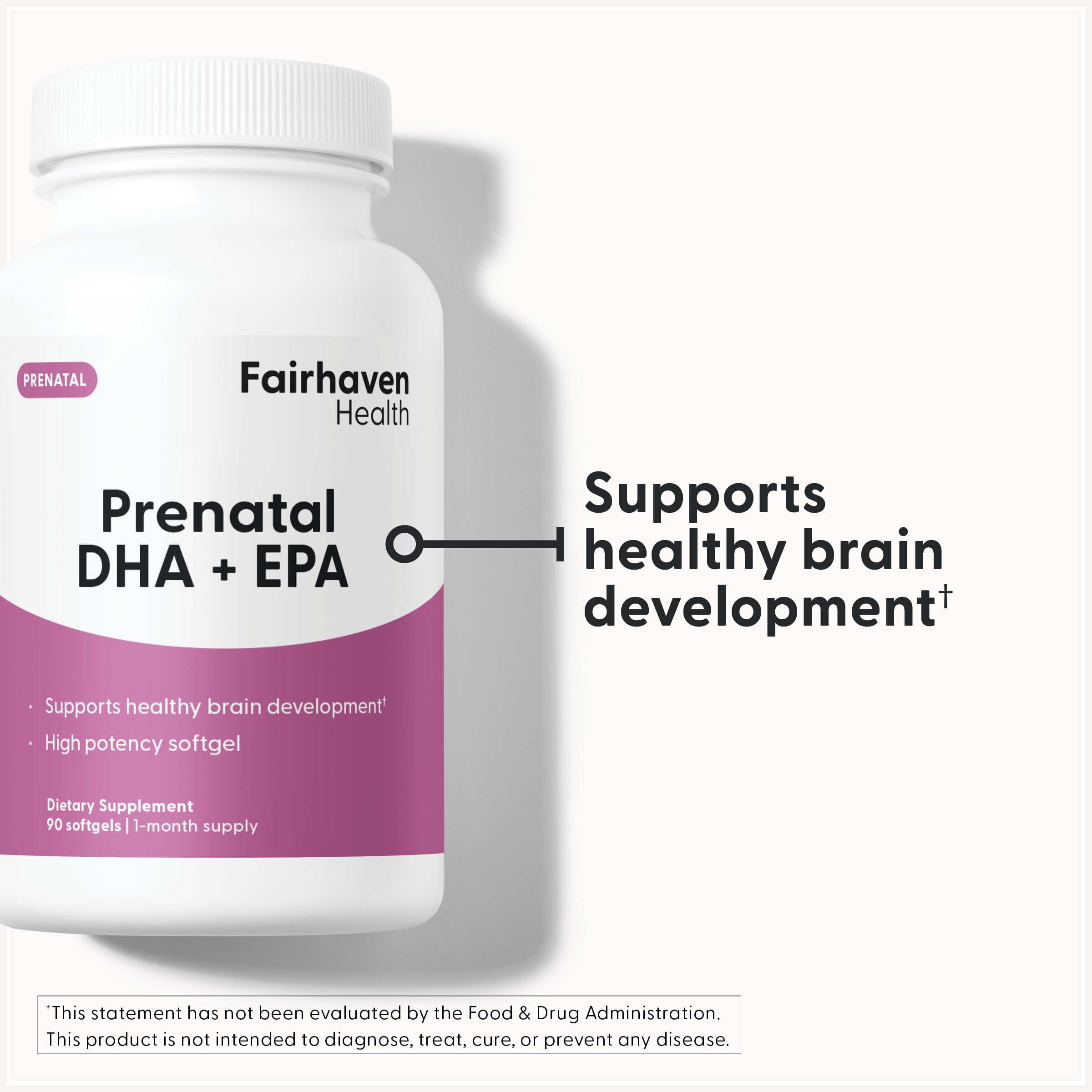 Fairhaven Health Prenatal DHA + EPA Omega-3 softgels packaging