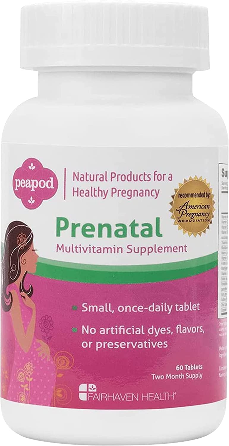 Fairhaven Health Prenatal Vitamins 60 tablets front view with vanilla coating