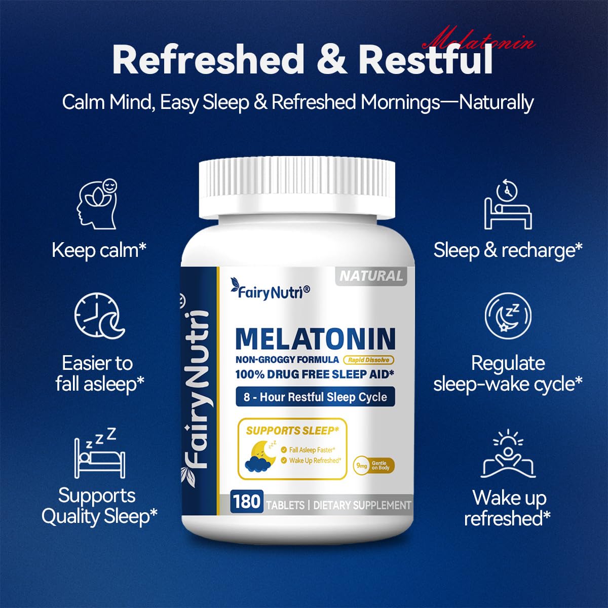 fairynutri Melatonin 9mg 180 Tablets back view