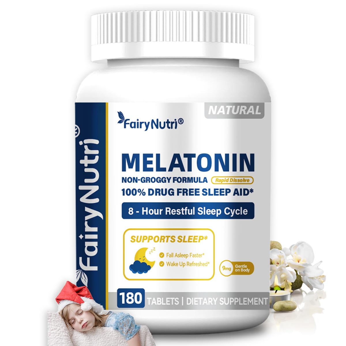 fairynutri Melatonin 9mg 180 Tablets front view