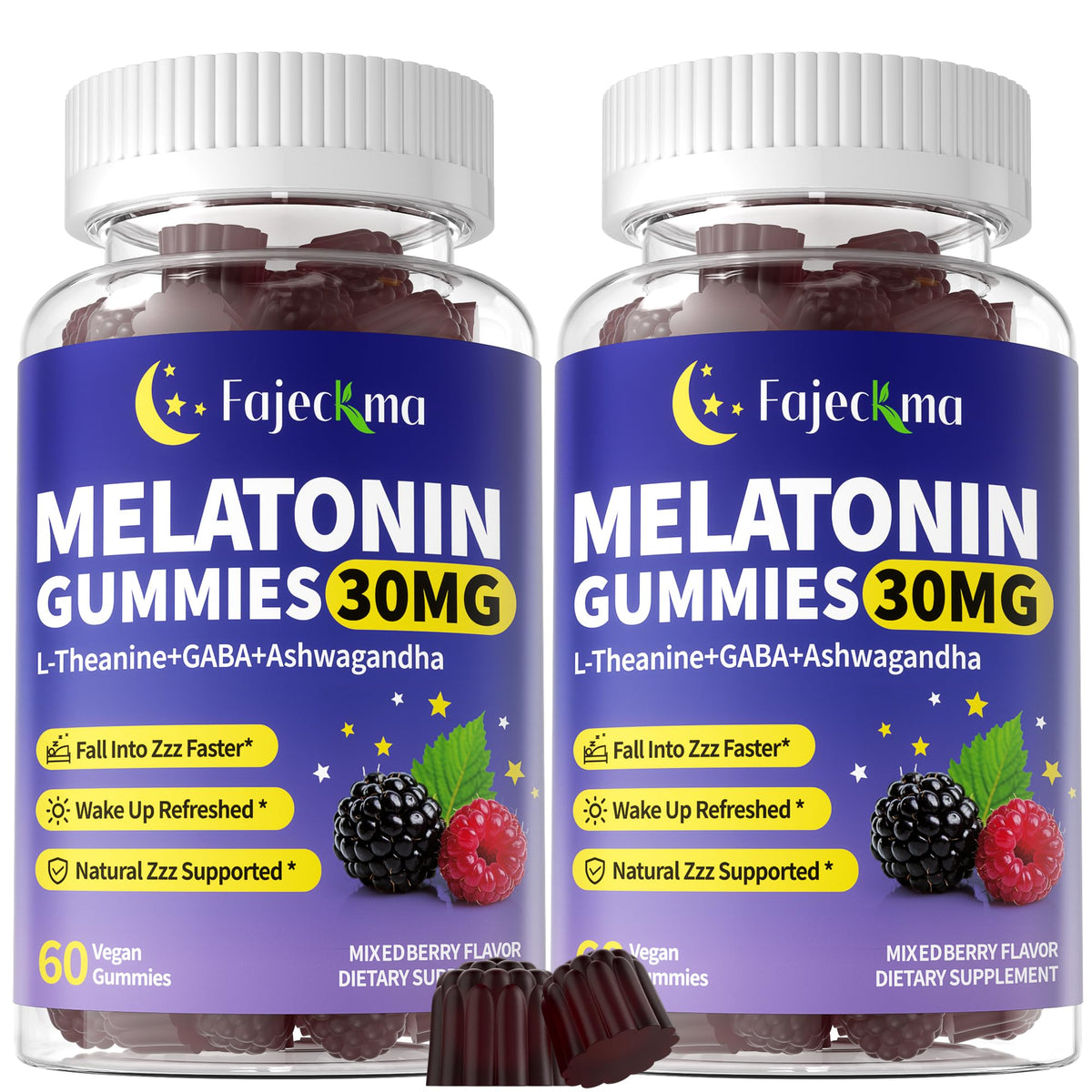 Fajeckma Melatonin Gummies 30mg front view with packaging