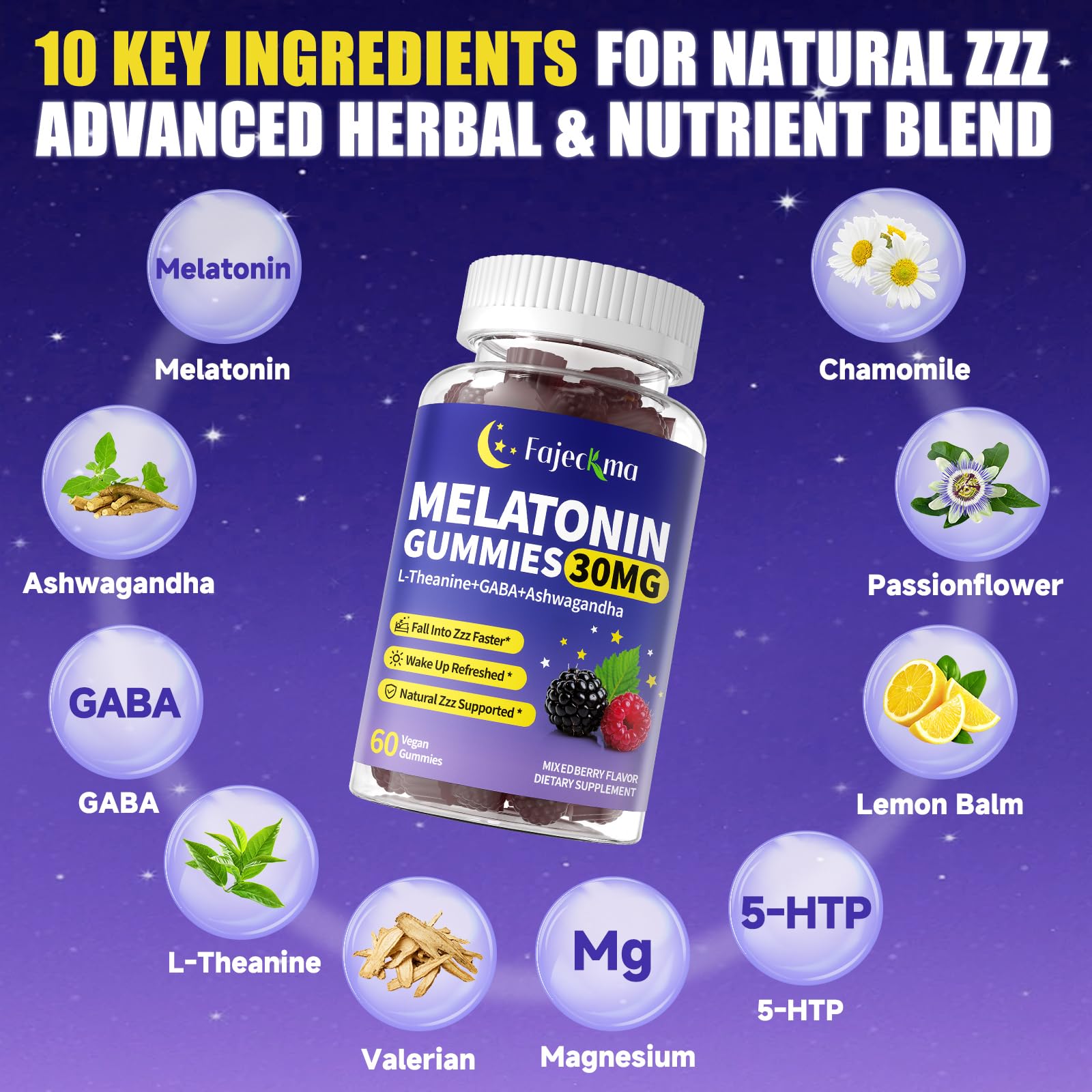 Fajeckma Melatonin Gummies 30mg packaging dimensions
