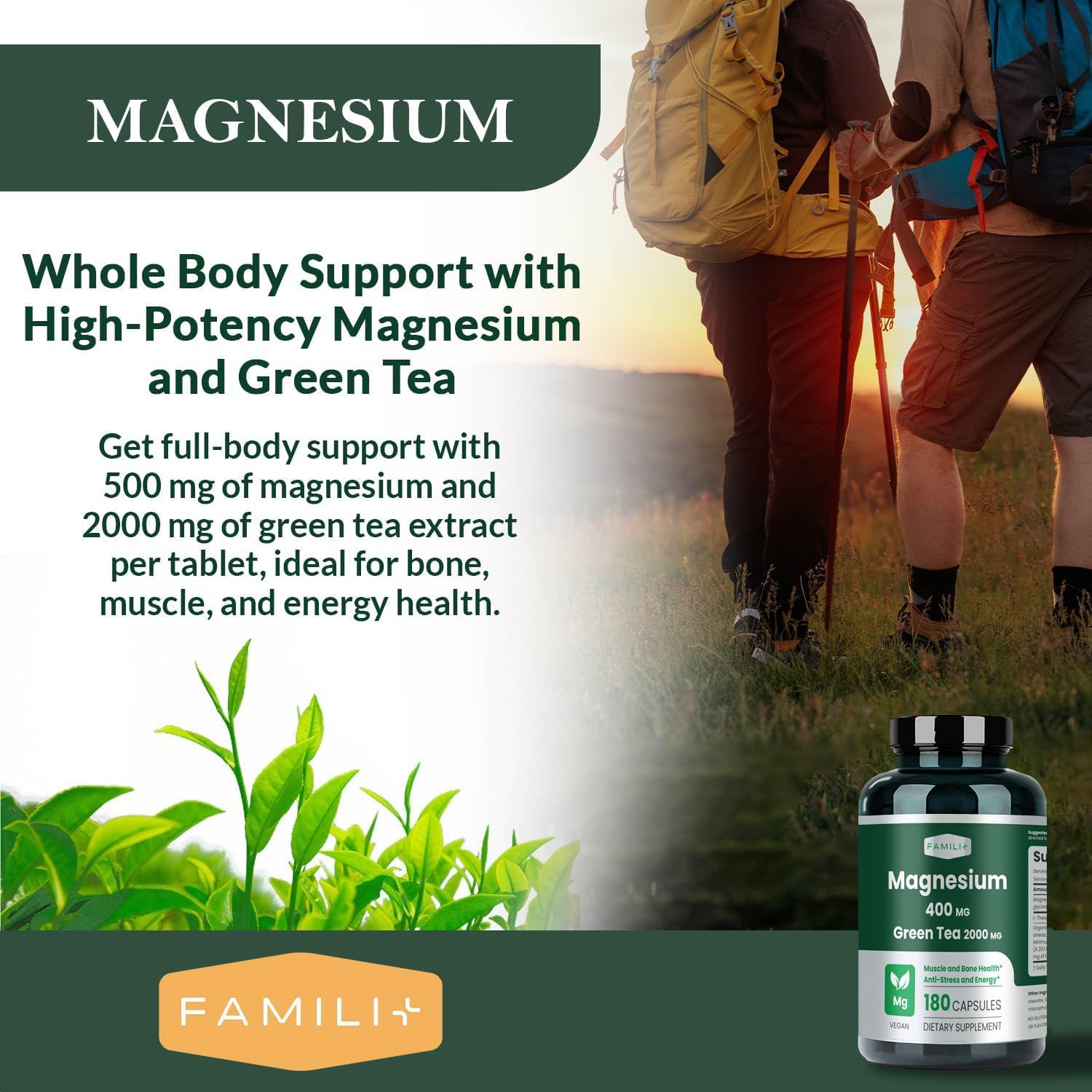 FAMILI+ Magnesium Glycinate Complex 400mg ingredients close-up