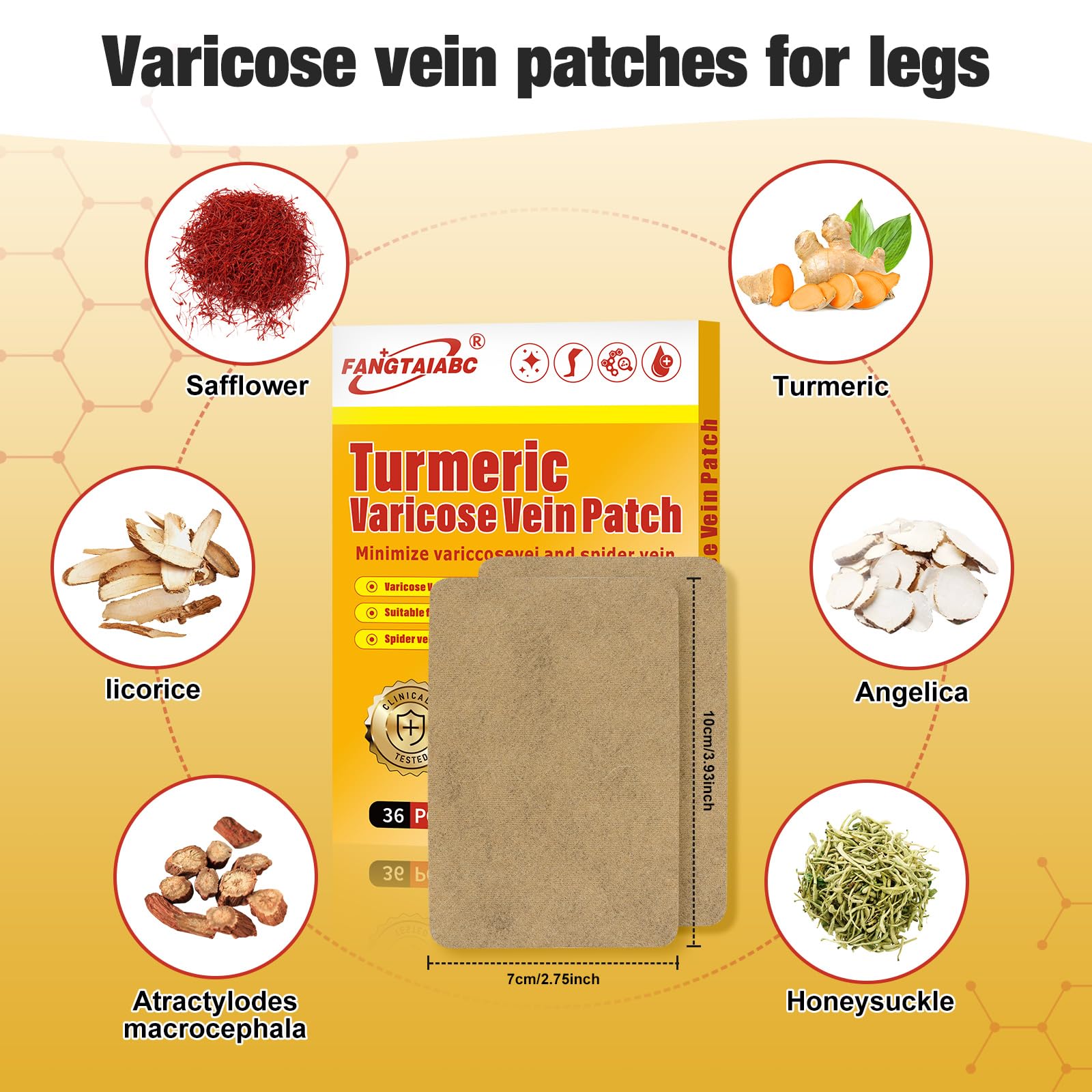 fangtaiabc Varicose Veins Patch application instructions on packaging