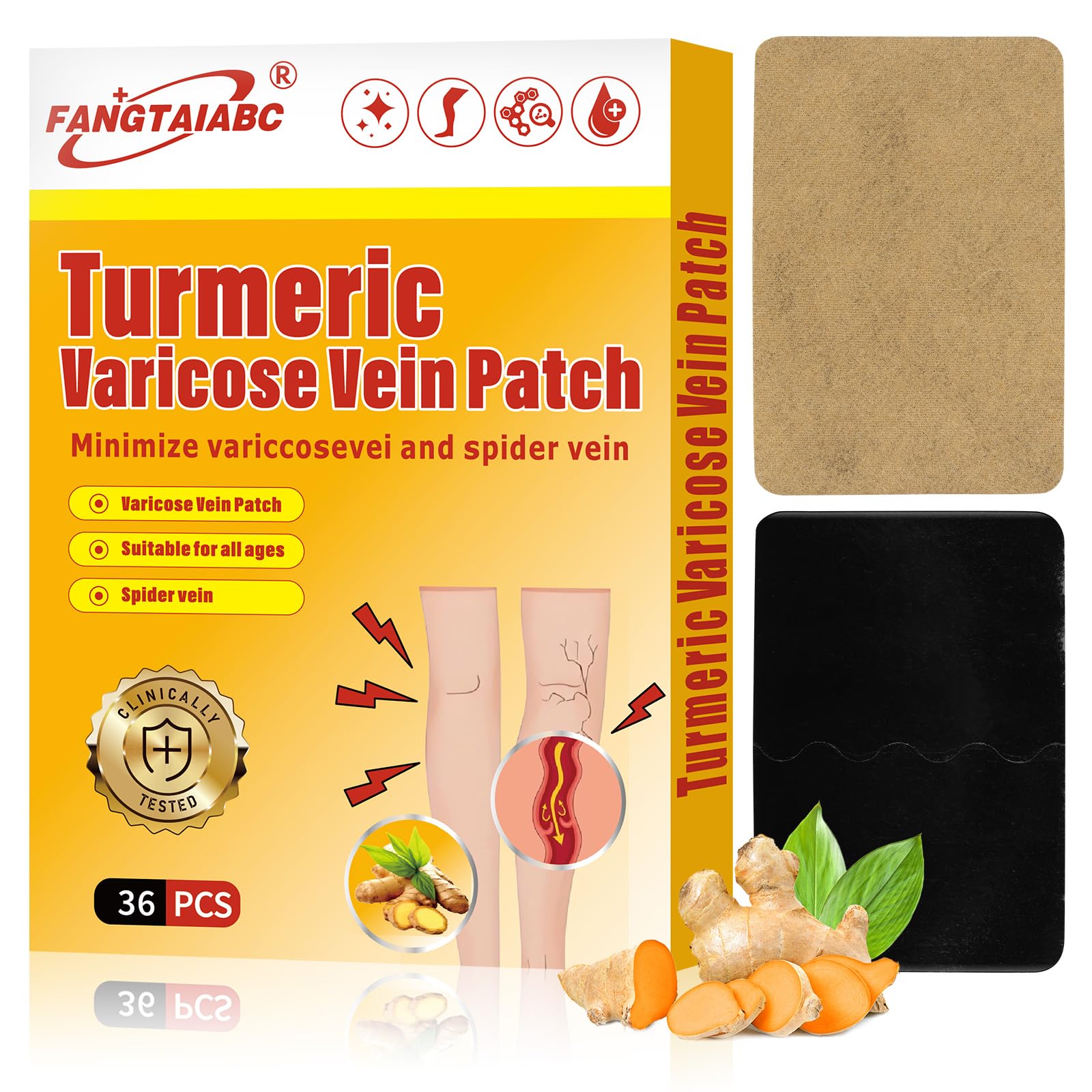 fangtaiabc Varicose Veins Patch pack front view with 36 patches