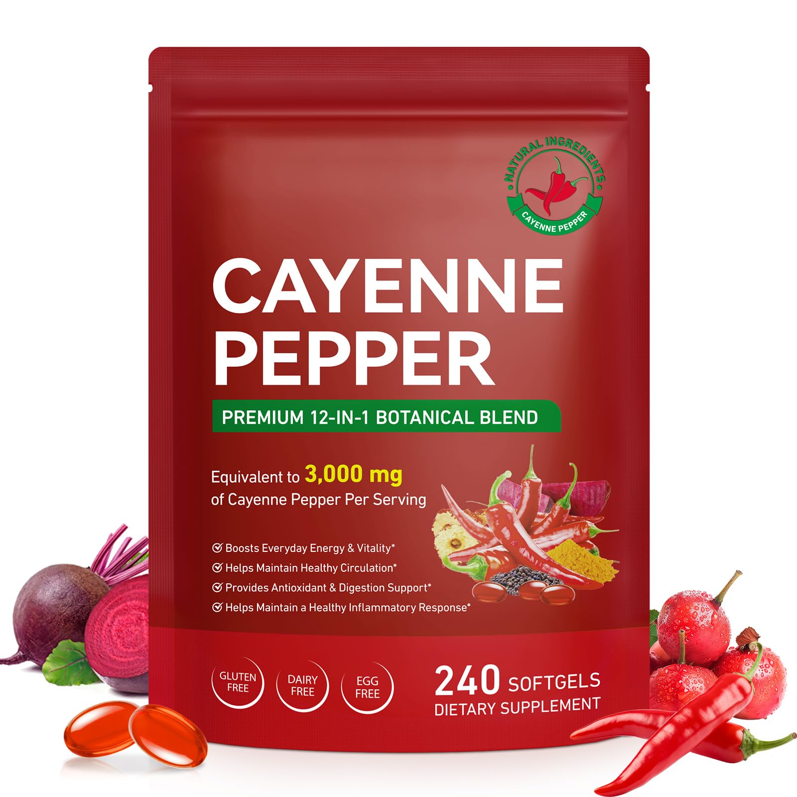 FANSHI Cayenne Pepper Supplement 240 softgels front view