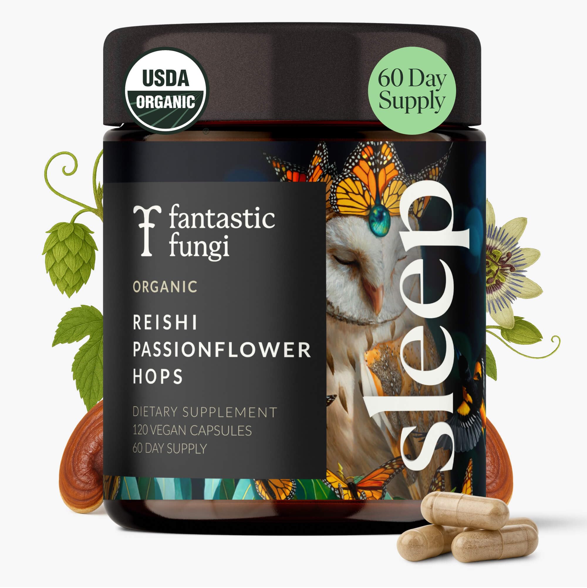 Fantastic Fungi Organic Reishi Mushroom Capsules front view