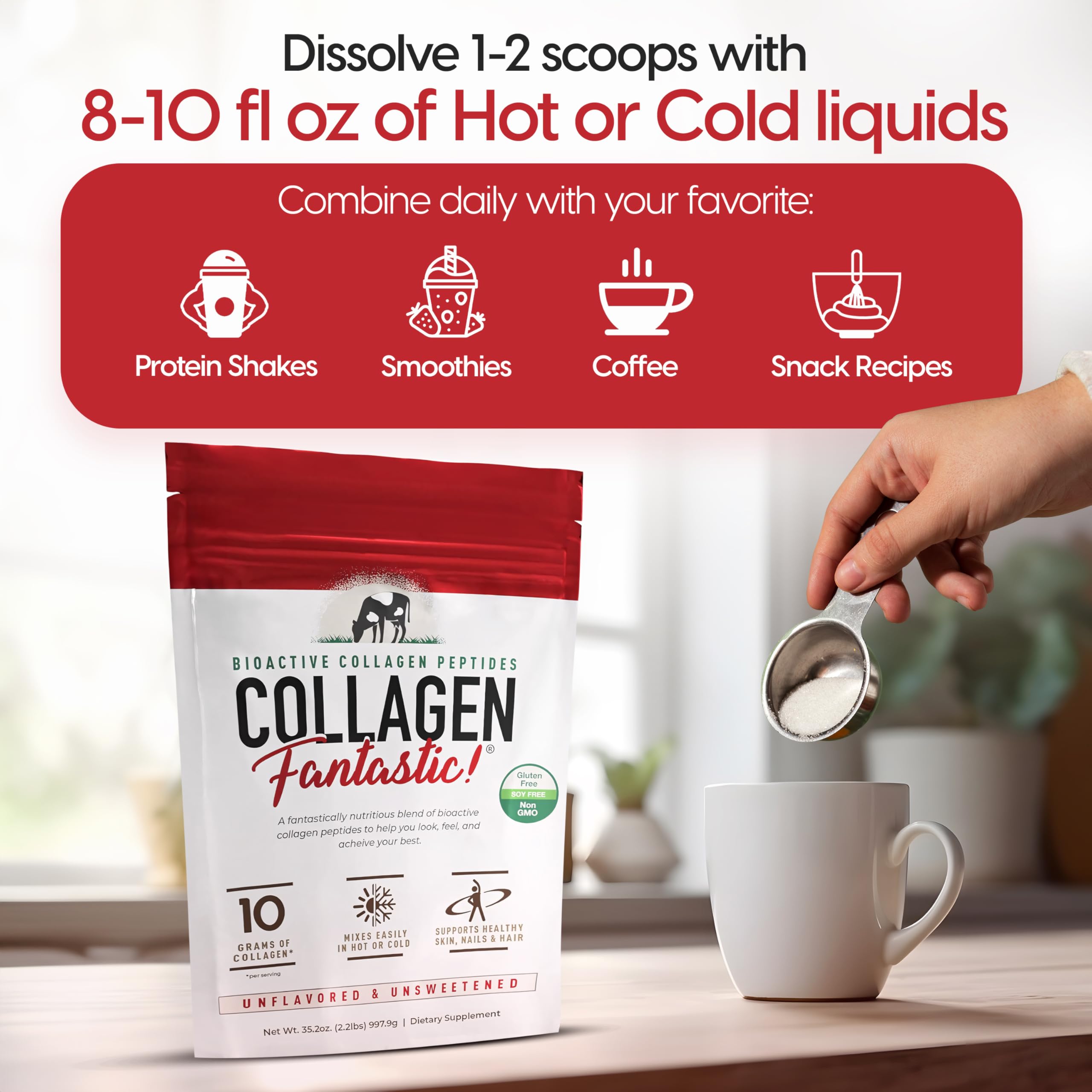 Fantastic Nutrition Collagen Peptides Powder in a coffee