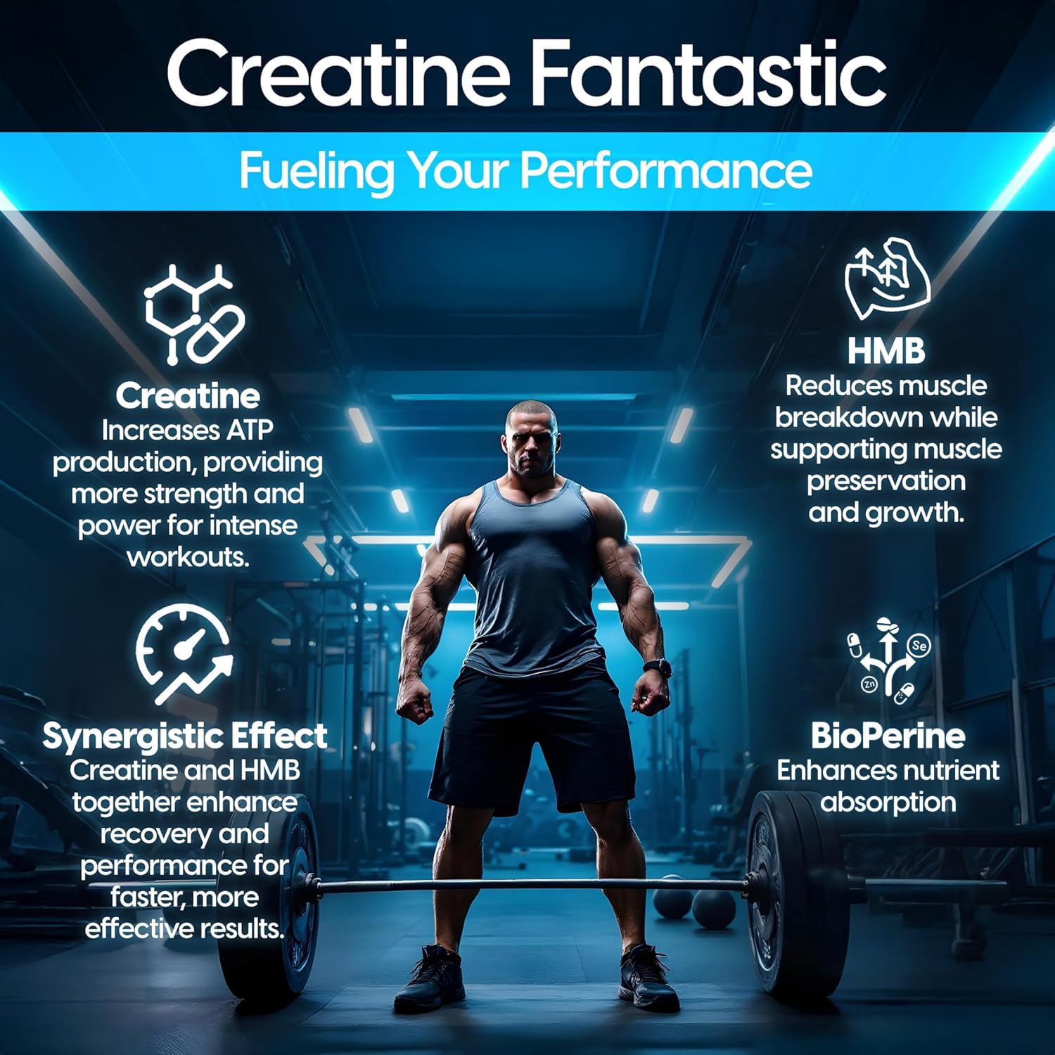 Fantastic Nutrition Creatine + HMB 490g side view