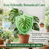 FARMAKOM Succinic Acid and Vitamin C Plant Care Tablets with various houseplants