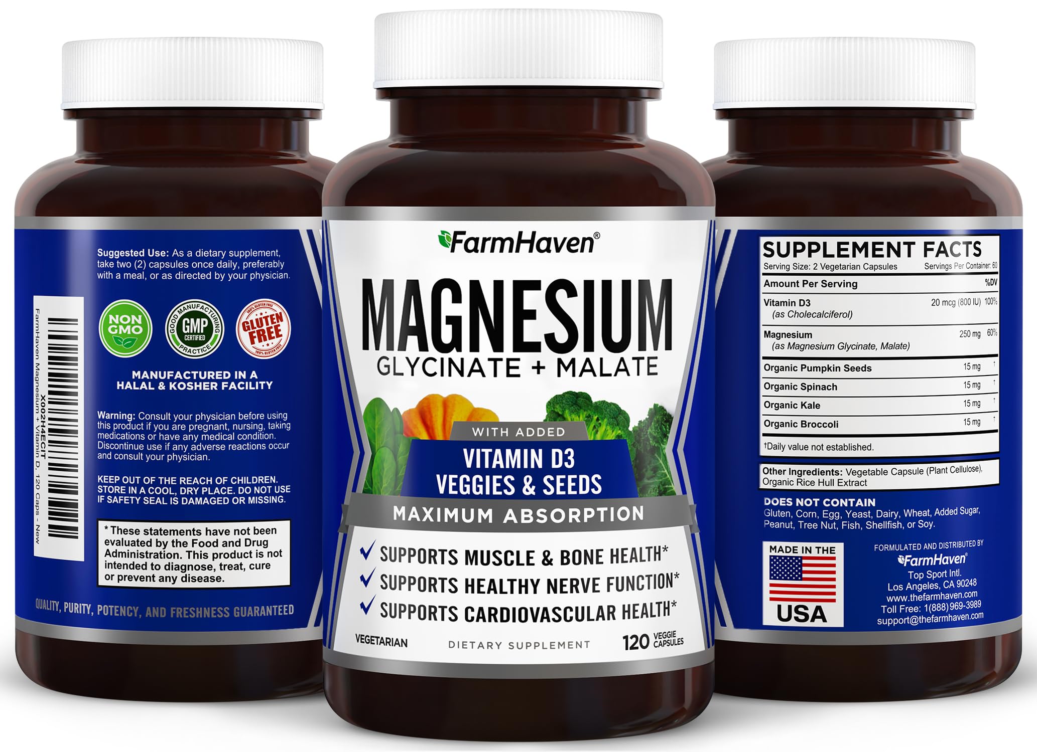 FarmHaven Magnesium Capsules packaging with ingredients list