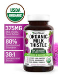 FarmHaven Milk Thistle Capsules 375mg with organic certification