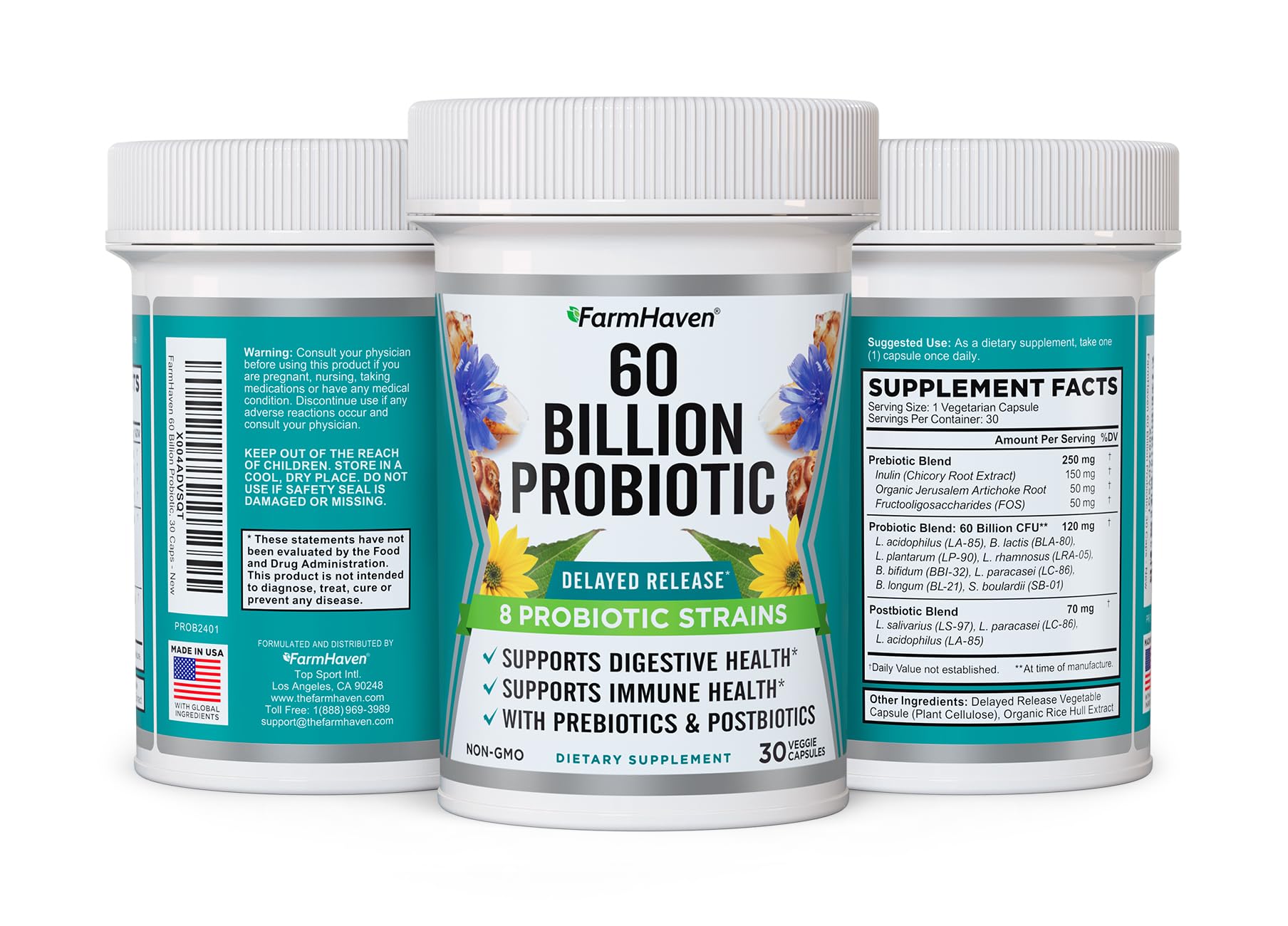 FarmHaven Probiotic Supplement side view showing capsule