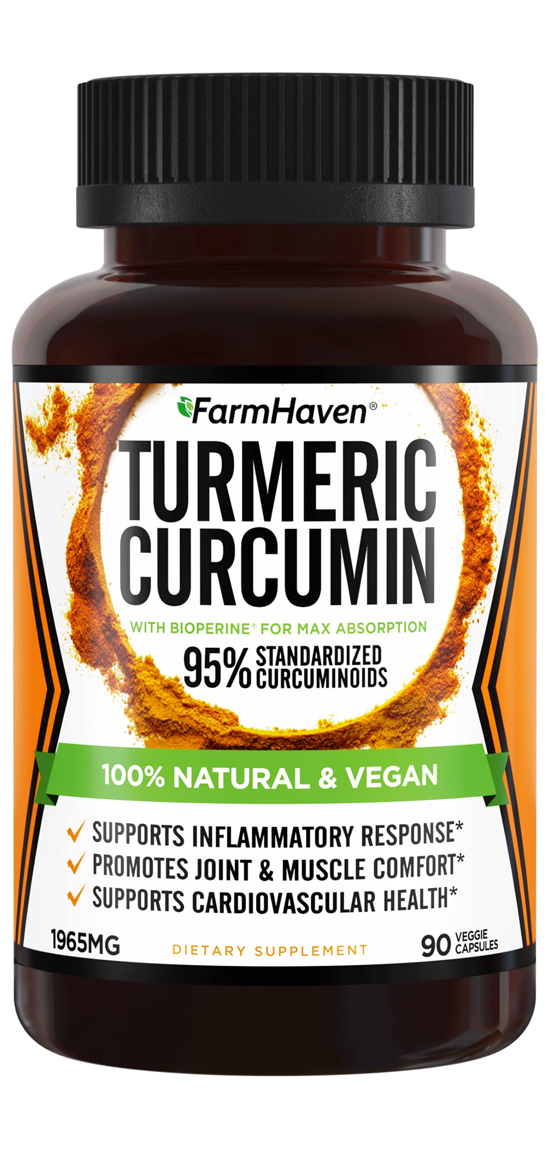 FarmHaven Turmeric Curcumin supplement bottle front view