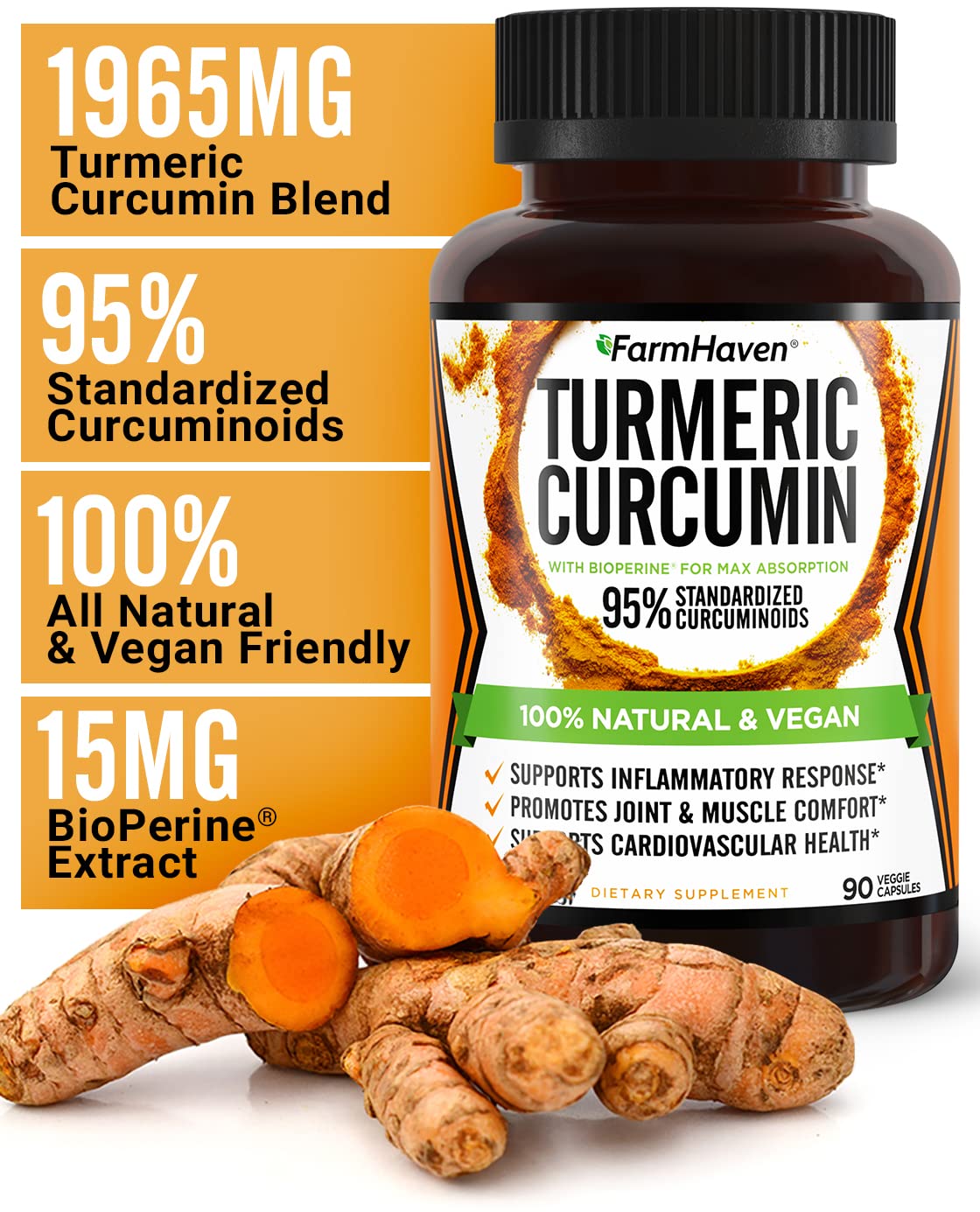 FarmHaven Turmeric Curcumin supplement ingredients list
