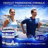 FASTCUT Energy & Focus Diet Pills with a glass of water
