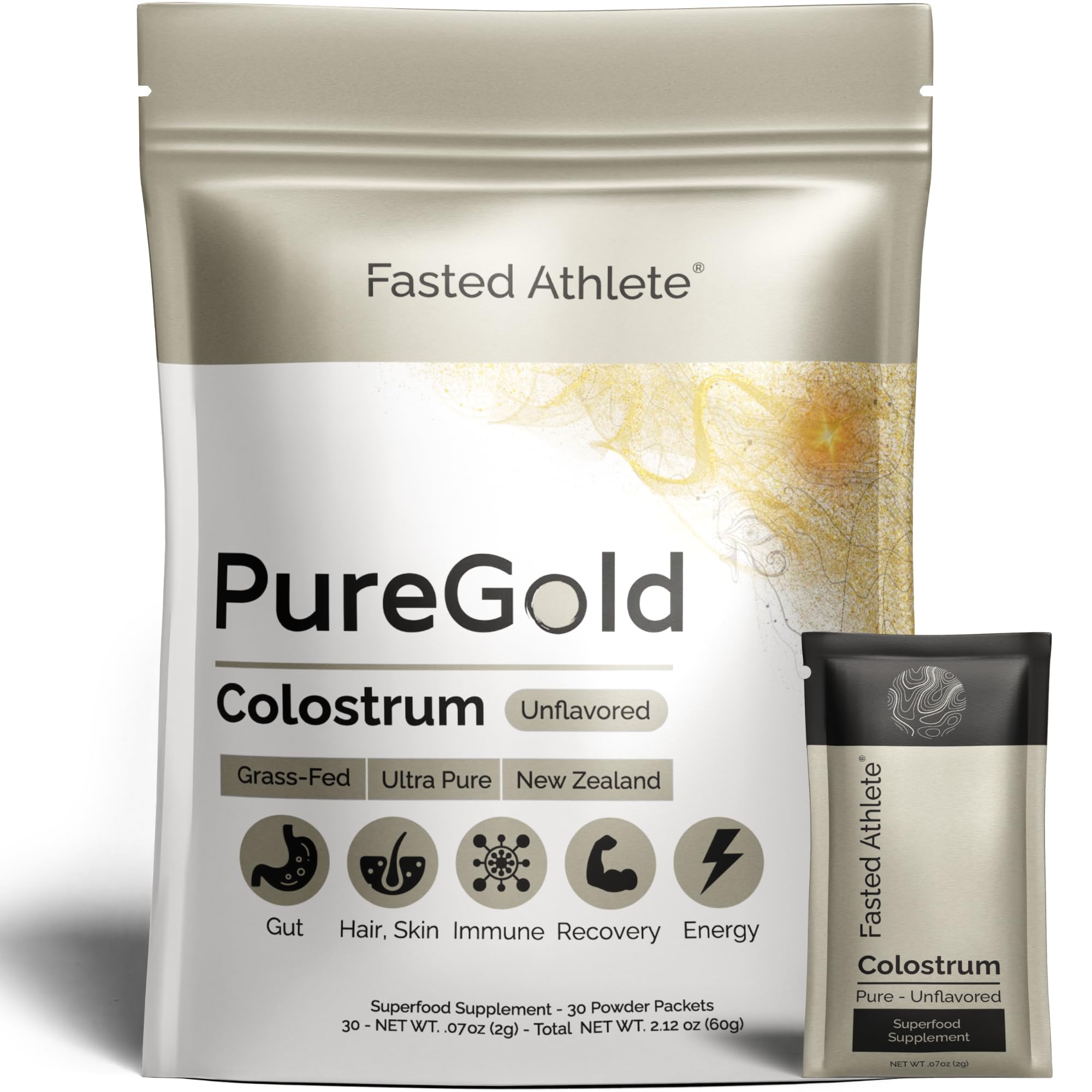 Fasted Athlete Bovine Colostrum Supplement packaging front view