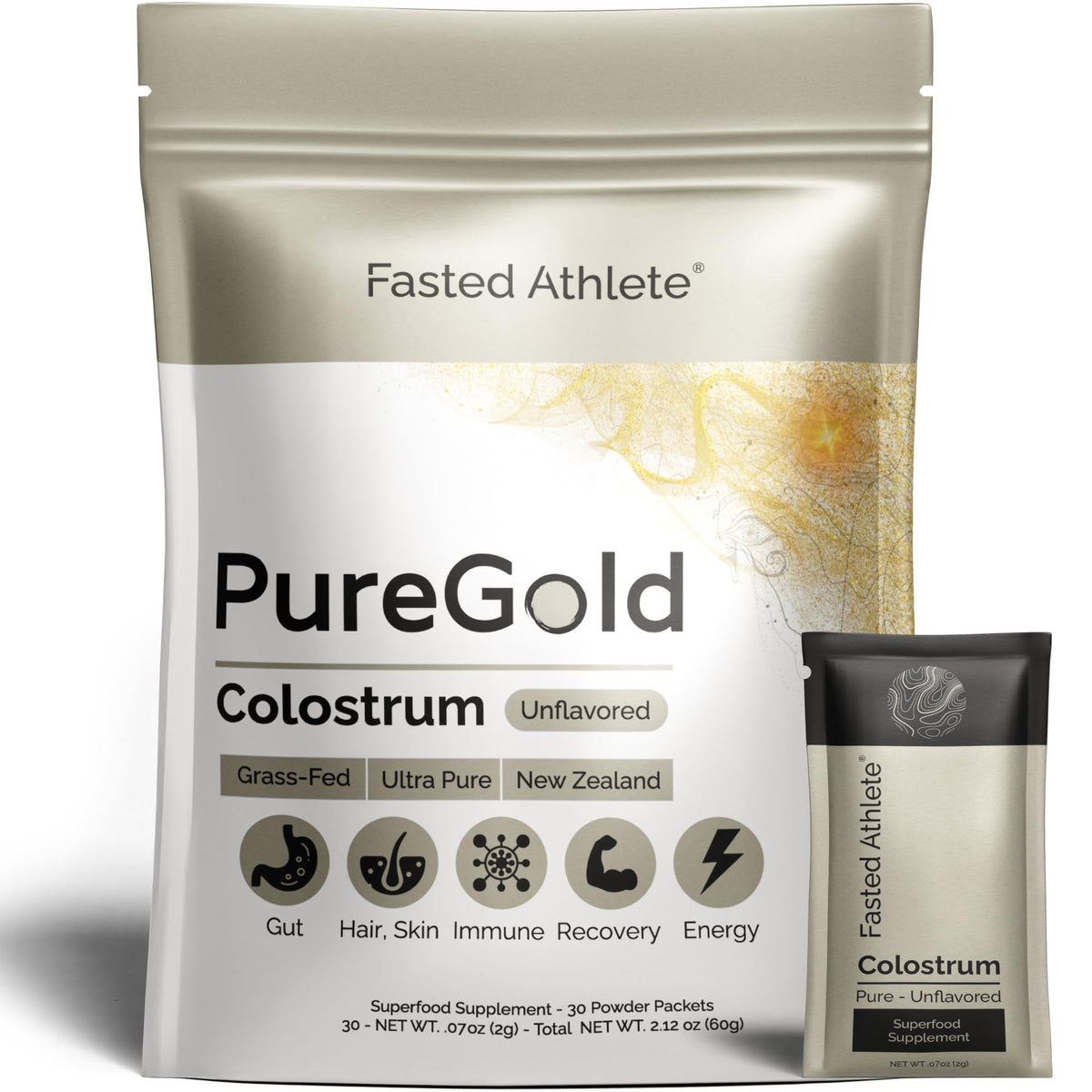 Fasted Athlete Bovine Colostrum Supplement packaging front view