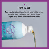 Fat Mermaid Liquid Marine Collagen 590g with glass of smoothie