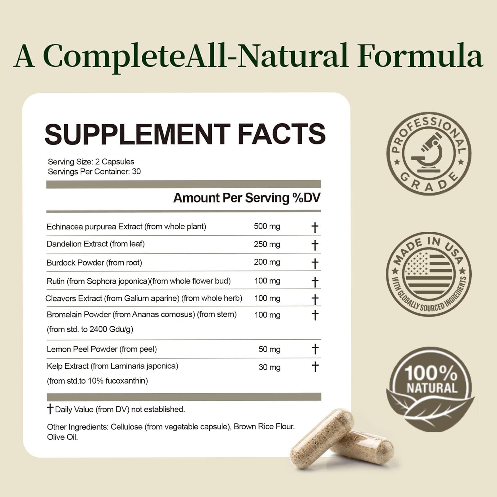 Fat Mobilization Lymphatic Drainage Capsules back view with ingredient details