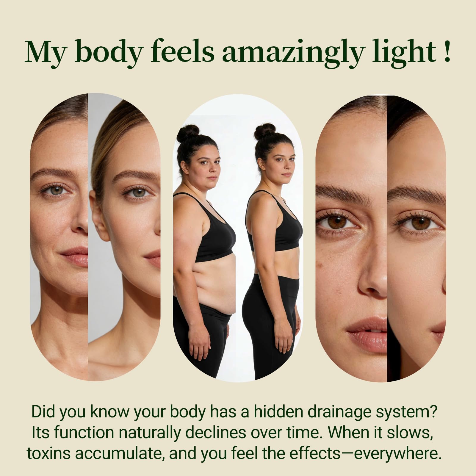 Fat Mobilization Lymphatic Drainage Capsules displayed with a glass of water