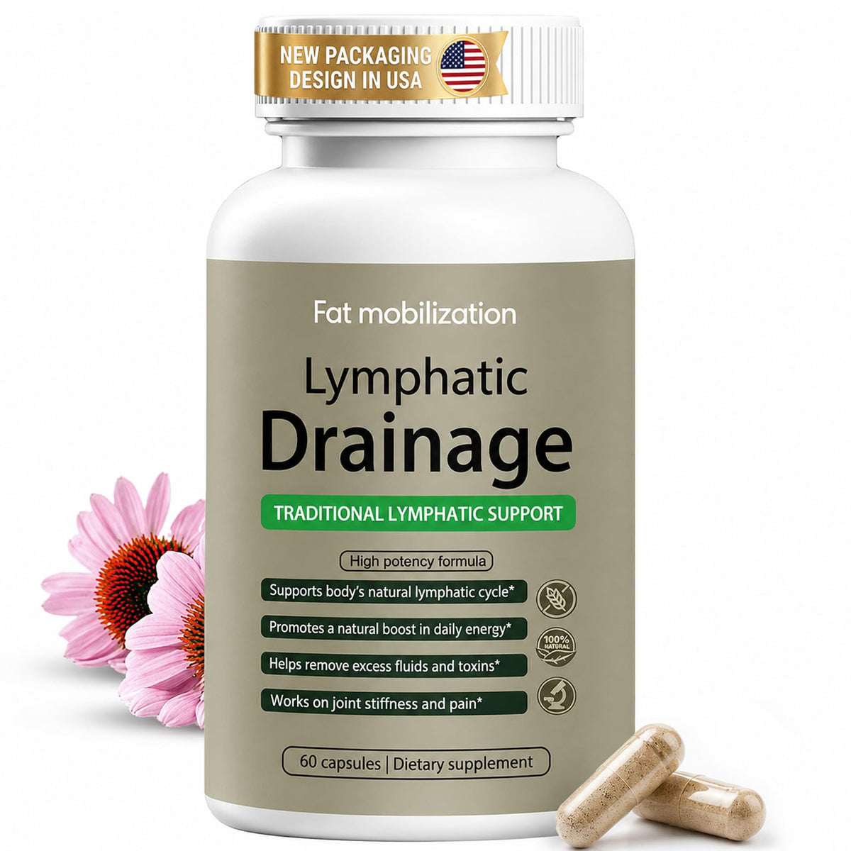 Fat Mobilization Lymphatic Drainage Capsules front view bottle