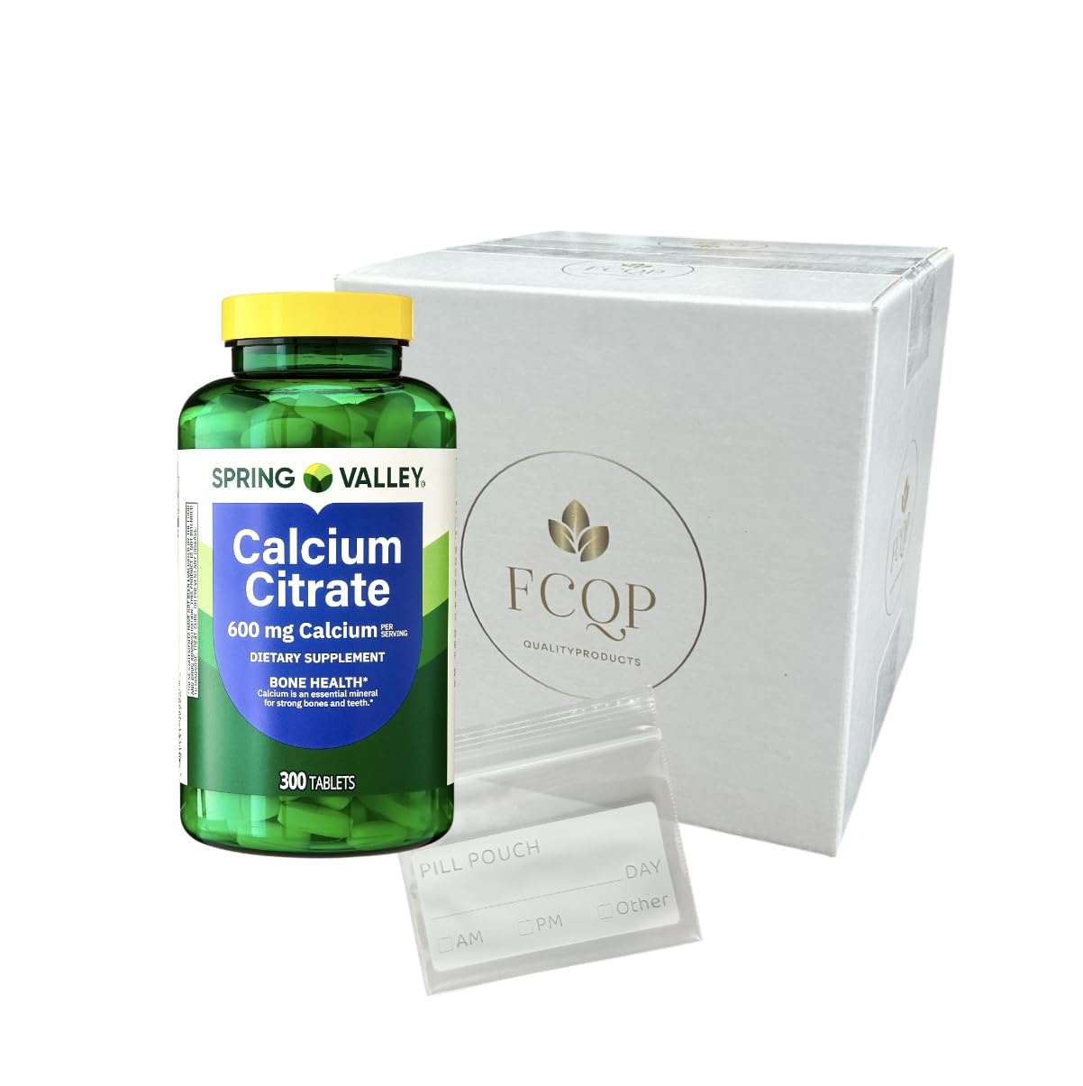 FCQP Calcium Citrate Dietary Supplement Tablets 600mg front view