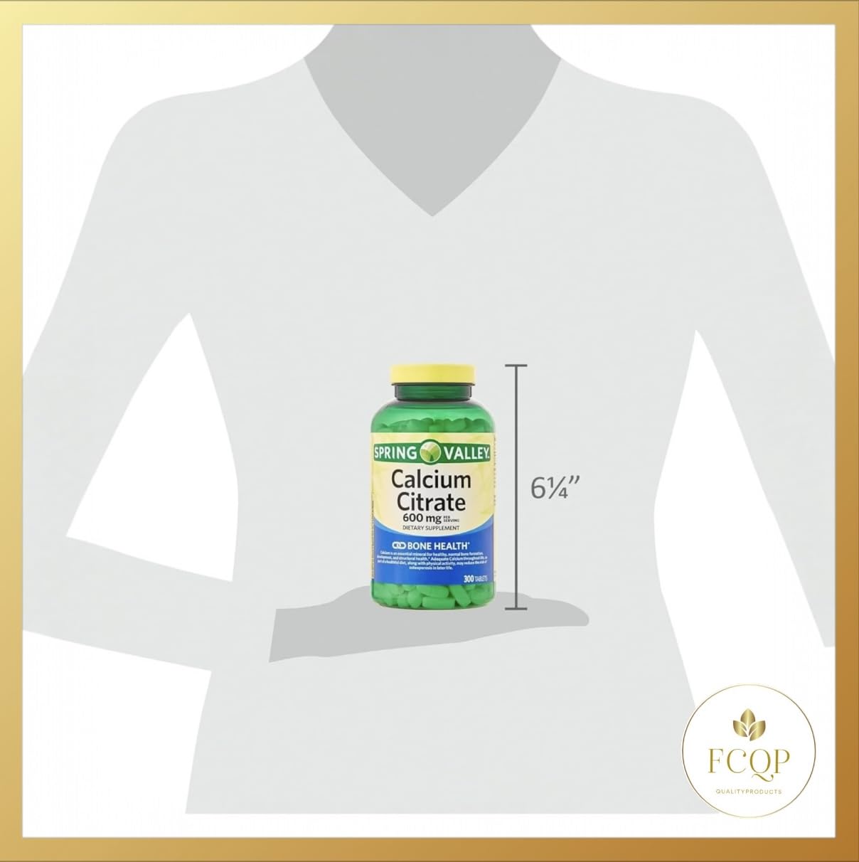FCQP Calcium Citrate Dietary Supplement Tablets 600mg on a table