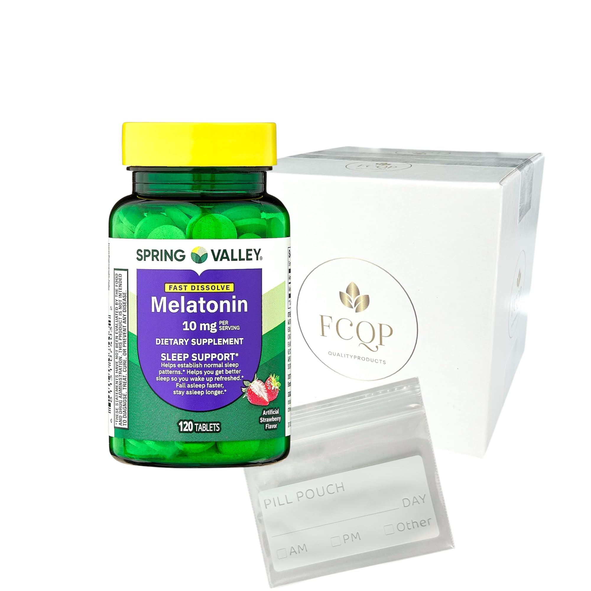 FCQP Melatonin Tablets 10mg Strawberry flavour packaging