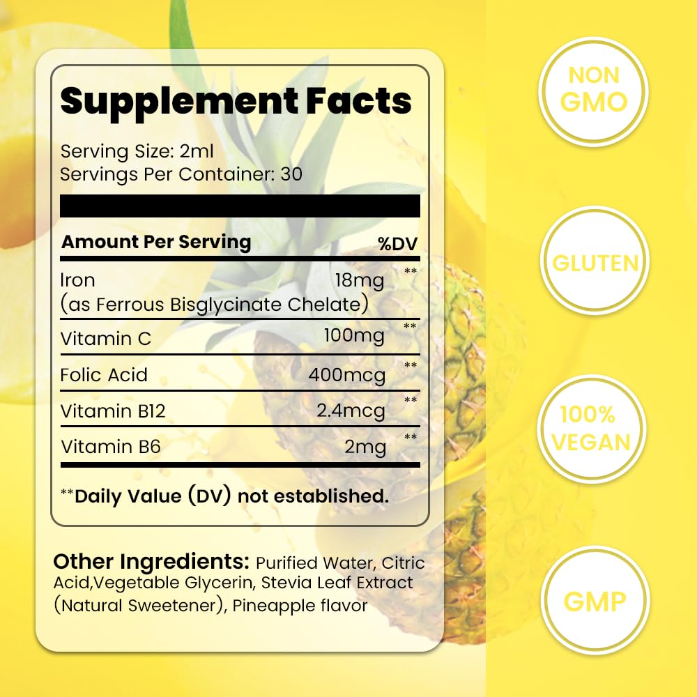 FEAVBAFT Iron Supplement Drops packaging dimensions