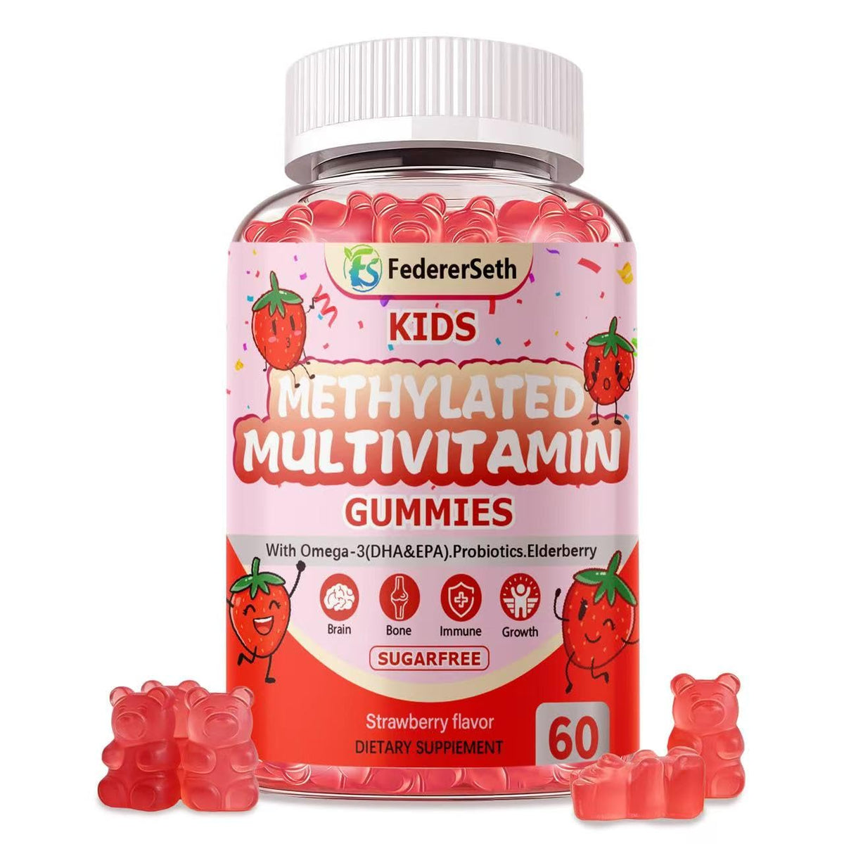FedererSeth Kids Multivitamin Gummies front view with packaging