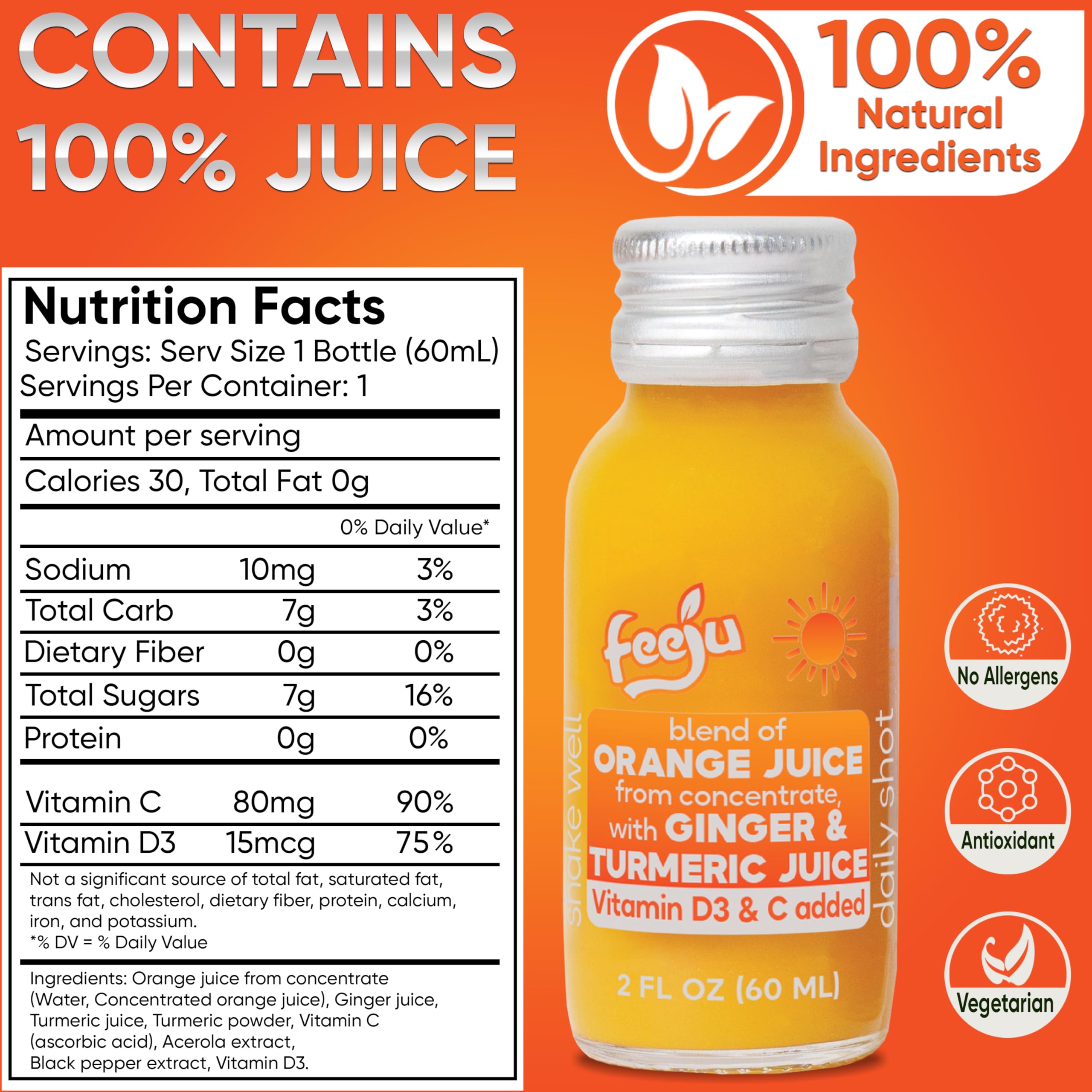 Feeju Orange Ginger Turmeric Shot 60ml packaging